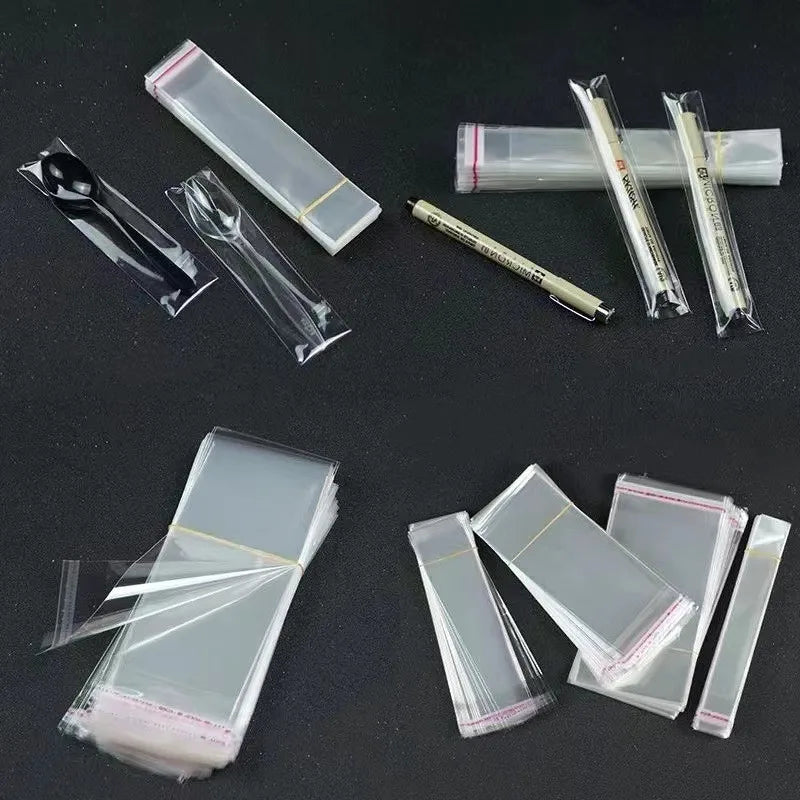 100 Self-Adhesive Transparent Plastic Bags for Jewelry, Candy, Biscuits, Gifts - Sealing Packaging Bags