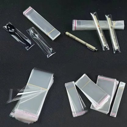 100 Self-Adhesive Transparent Plastic Bags for Jewelry, Candy, Biscuits, Gifts - Sealing Packaging Bags