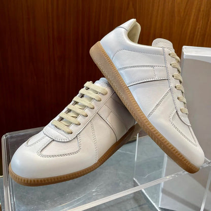 Unisex Patchwork Suede Sneakers - Vintage German Army Trainer Casual Shoes