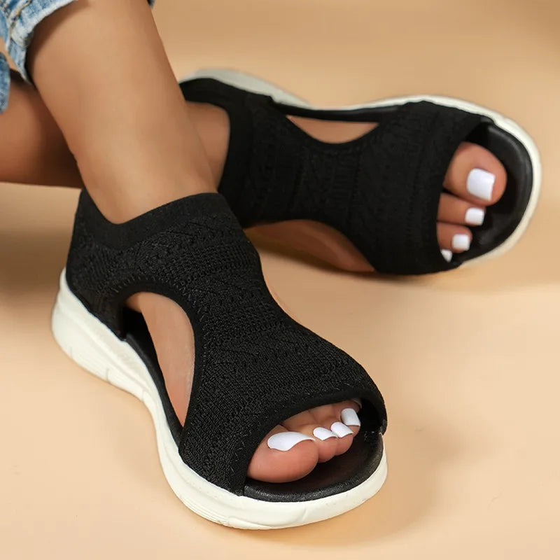 2025 Summer Women’s Casual Sports Sandals – Comfortable Mesh Wedge Beach & Roman Sandals