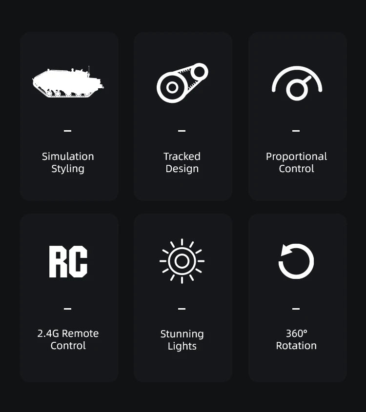 JJRC C8812 LED Tracked Tank RC Car — Full-Scale Simulation Model, Drift Remote Control Off-Road Vehicle Toy for Boys Gift