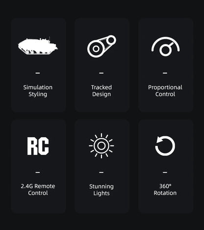 JJRC C8812 LED Tracked Tank RC Car — Full-Scale Simulation Model, Drift Remote Control Off-Road Vehicle Toy for Boys Gift
