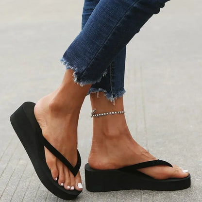 Women’s Summer Wedge Slide Sandals – Memory Foam Beach Flip Flops & Home Slippers, Comfortable Casual Footwear