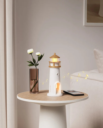 Moon Lamp Projection Night Light – Lighthouse Design with Bluetooth Music, Remote Control & Motion Sensor, Ambient Light for Xmas & Birthday Gift