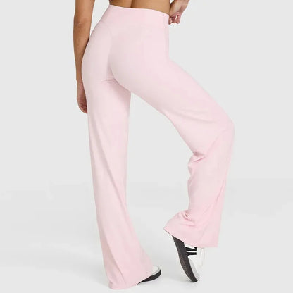 Women's Straight Leg Yoga Pants - Mid-Waist Naked-Feel Pilates & Running Trousers
