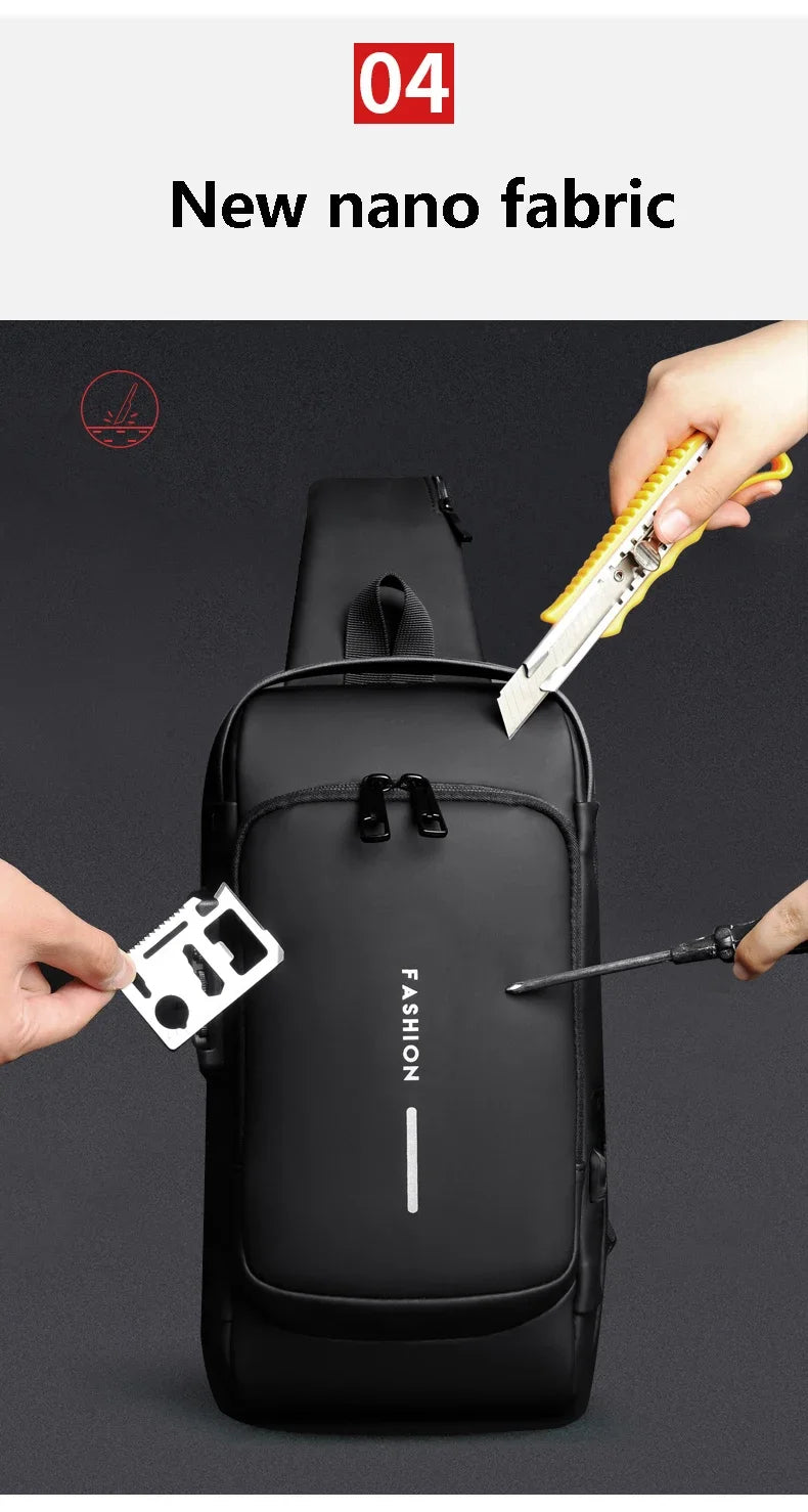 Designer Multifunction Anti-Theft USB Shoulder Bag – Travel Crossbody Messenger Sling Chest Bag for Men, Luxury Brand