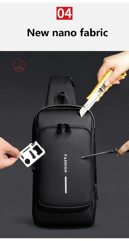 Designer Multifunction Anti-Theft USB Shoulder Bag – Travel Crossbody Messenger Sling Chest Bag for Men, Luxury Brand