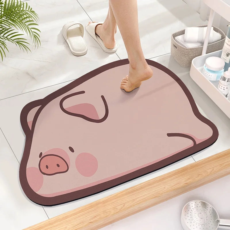 Cute Diatom Super Absorbent Bathroom Mat – Cartoon Non-Slip Mud Toilet Pad, Quick-Drying Floor Mat