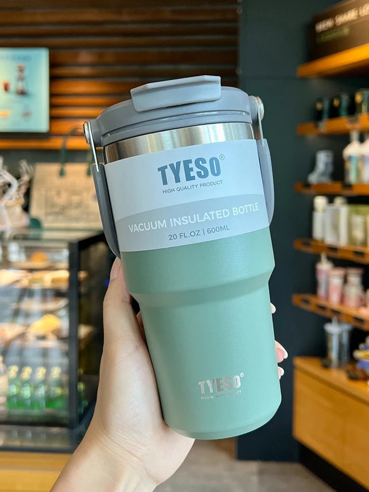Tyeso Double-Layer Insulated Coffee Cup – Portable Stainless Steel Ice Cream Cup with Cold Insulation & Large Capacity