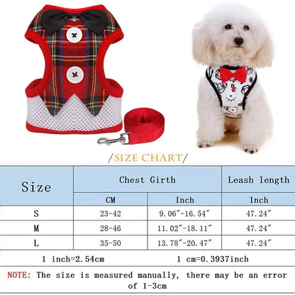 Elegant Bowtie Pet Harness Vest - Adjustable Cat Dog Leash Set Cute Tuxedo Bowknot Suit for Puppy Kitten