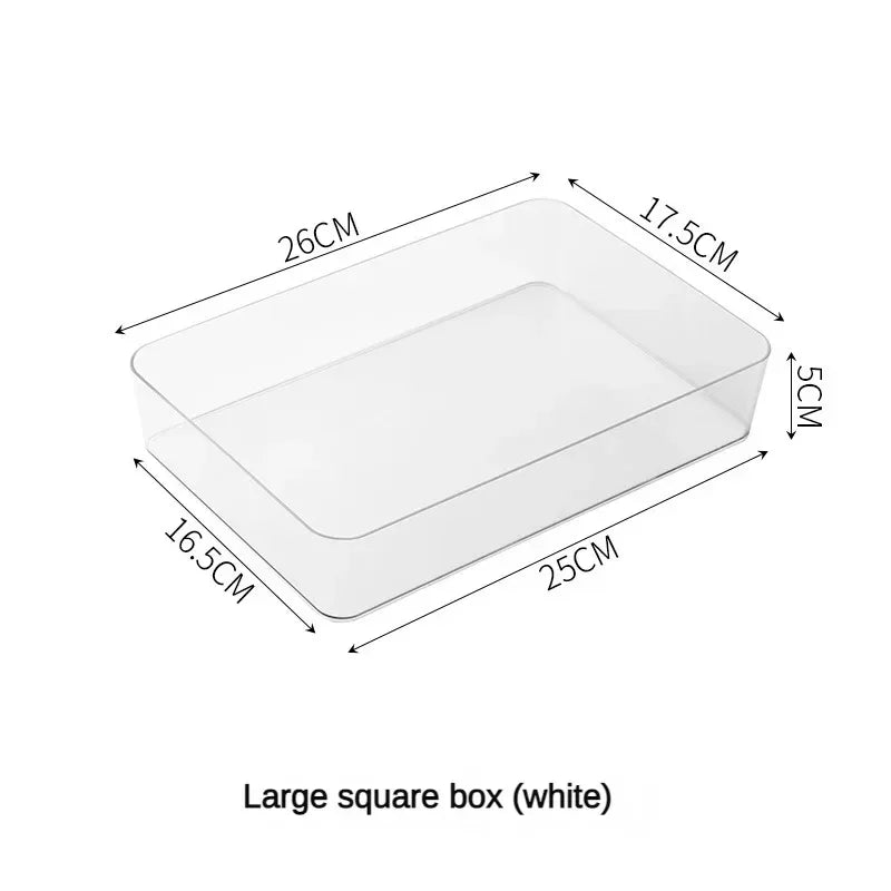 Transparent Plastic Storage Box – Desk Organizer Container for Jewelry, Makeup, and Drawer Organization