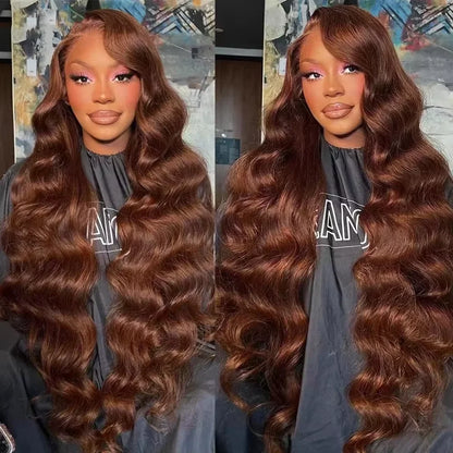 13x6 HD Lace Front Wig – Dark Brown Body Wave Human Hair Wig, 36 Inch Pre-Plucked Brazilian Chocolate Brown Lace Frontal Wig