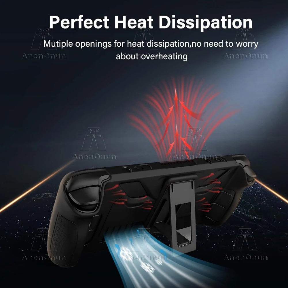 Steam Deck Protective Case - Soft Silicone Anti-Fall Cover with Folding Stand Anti-Slip Gaming Accessories