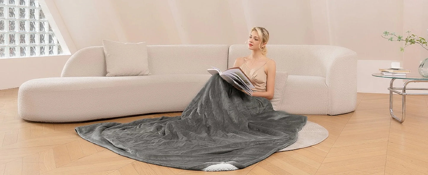 Heated Electric Blanket – Soft Throw with 6 Heating Levels, 4-Hour Auto-Off & Overheat Protection