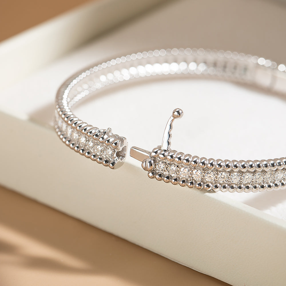 2mm Full Moissanite Bracelet – GRA Certified, 925 Sterling Silver, 18K Gold Plated Luxury Bangle for Women