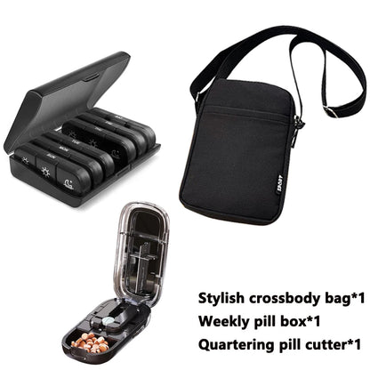 Newest Quartering Pill Cutter & Storage Box – Portable Dustproof Medicine Divider Organizer & Crusher
