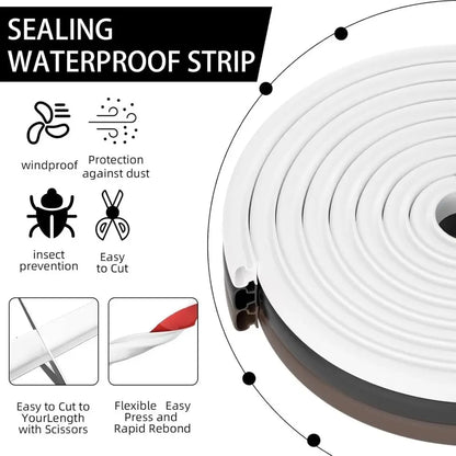 D-Shape Door Weather Stripping - 6M Self-Adhesive Rubber Soundproof Windproof Draught Excluder for Door Frames