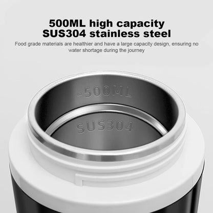 12V/24V Smart Car Heating Cup - Electric Kettle with Temperature Control, Stainless Steel 500ML Heated Smart Mug for Water Warming