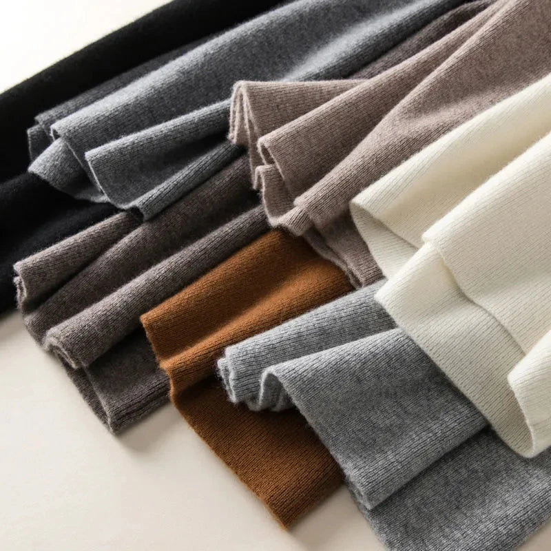 Thick Warm Knitted Pants - Women's High Waist Soft Elastic Straight Leg Ankle-Length Korean Fashion Trousers
