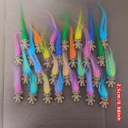 Vintage Troll Doll Figures - Colorful Cute Lucky Trolls Collection, Party Favors & Christmas Halloween Decor