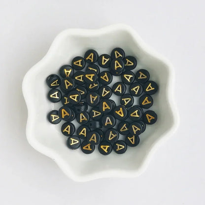 A-Z Alphabet Beads Set - 100-500pcs Black Gold Acrylic Letter Beads for DIY Jewelry Making Charm Bracelets Accessories