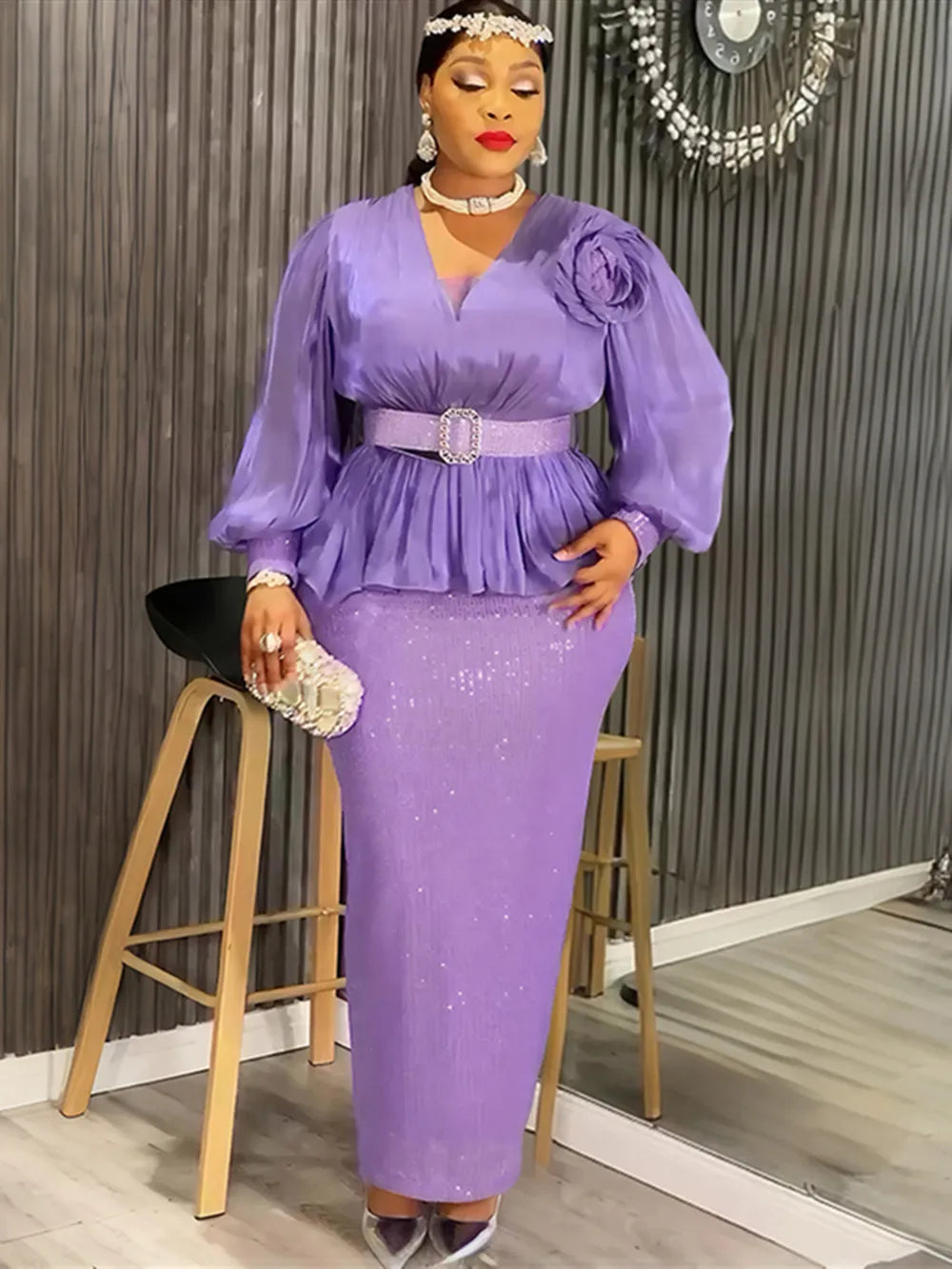 Plus Size African Party Dress - 2025 Dashiki Ankara Sequin Long Evening Gown for Women, Wedding & Special Events