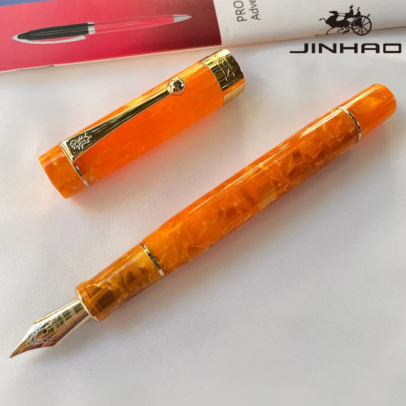 Jinhao 100 Celluloid Fountain Pen – Classic Style Fine Nib with Refillable Converter | Smooth Writing Instrument