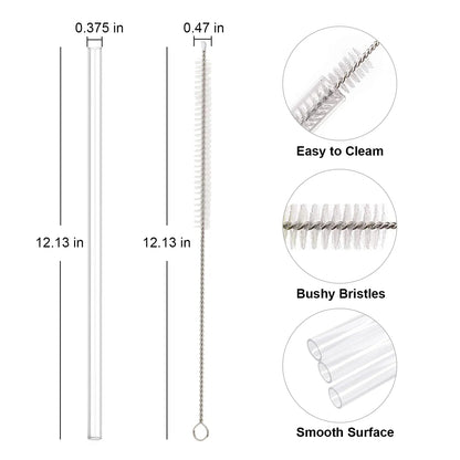 6 Pack Replacement Straws Compatible with Stanley 20 oz, 30 oz, 40 oz Cup Tumbler - Includes Cleaning Brush