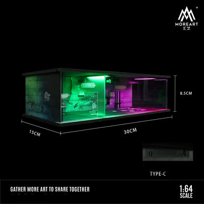 1:64 Scale Car Garage Diorama Model – LED Light Parking Lot DIY Set for Display & Gifts