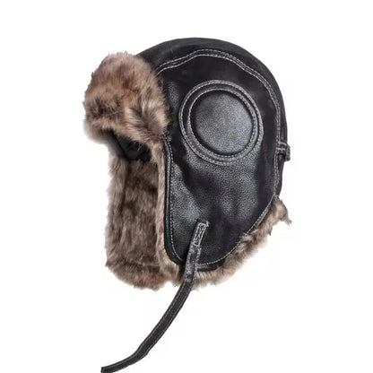 Unisex Bomber Ushanka Hat – Thick Warm Fur Winter Hat with Earflaps for Men & Women, Black & Grey Ski Cap