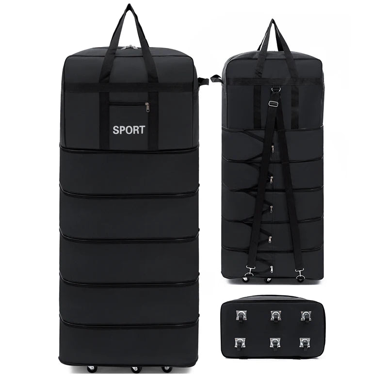 5-Layer Folding Wheeled Travel Bag – Large Capacity Waterproof Durable Luggage for Weekend Trips & Overnight Travel
