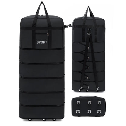 5-Layer Folding Wheeled Travel Bag – Large Capacity Waterproof Durable Luggage for Weekend Trips & Overnight Travel