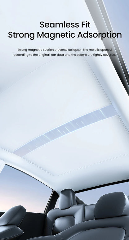 YZ Sun Visor Upgrade for Tesla Model 3 & Y Highland 2021-2024 – Ice Cloth Buckle Sunshade for Glass Roof & Skylight