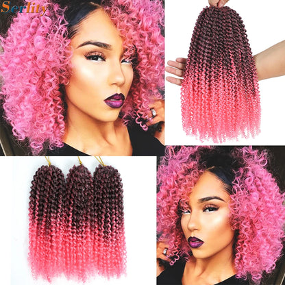 Kinky Curly Crochet Hair Extensions 8–12 Inch – Marlybob Jerry Curl Synthetic Afro Curly Hair, Short Passion Twist Braiding Crochet Hair for Women