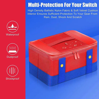 Large Carrying Protective Case for Nintendo Switch OLED Console & Pro Controller: Travel Storage Bag for Switch Accessories