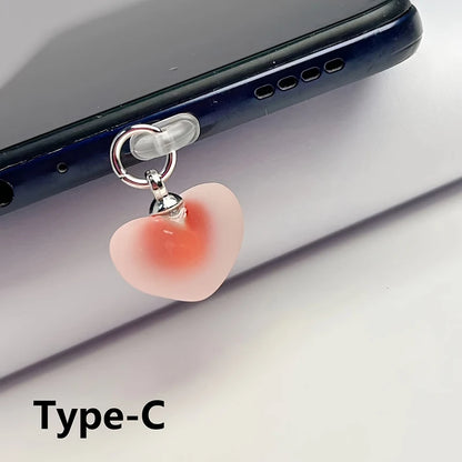 Heart-Shaped Phone Dust Plug Pendant - Universal iPhone/Type-C Accessory for Protection & Style