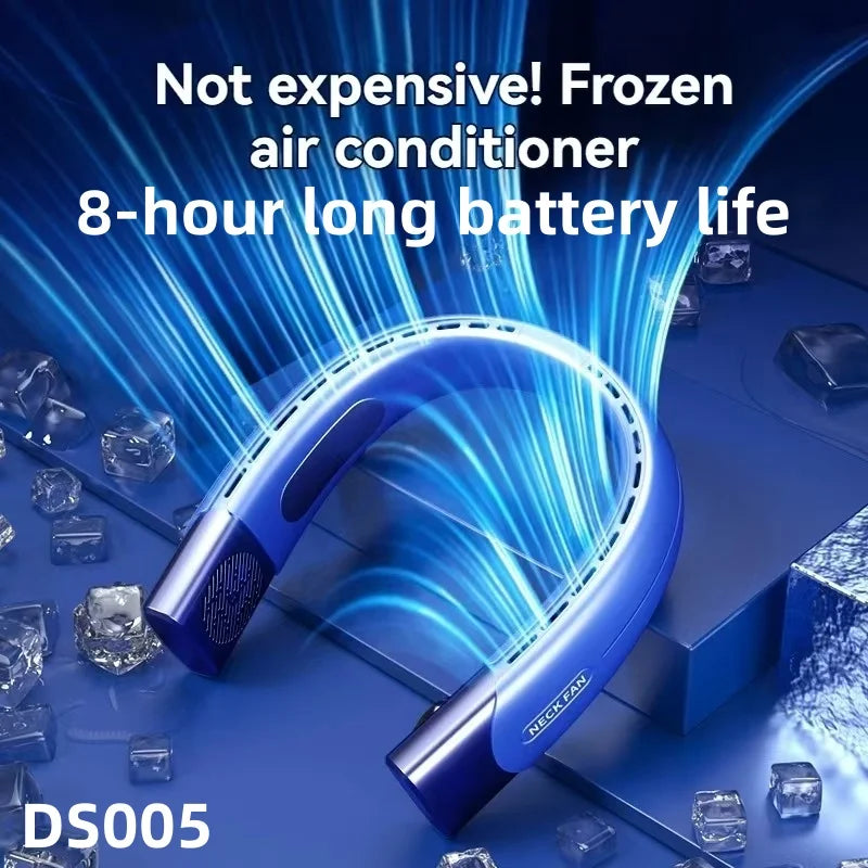 8000mAh Bladeless Neck Fan – Portable USB Rechargeable Hanging Fan with LED Digital Display, Silent Mini Personal Air Cooler for Travel & Outdoor Use