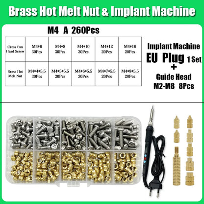 M2 M3 M4 Brass Insert Nuts for Bolt & Screw Implantation – Hot Melt Knurled Thread & Soldering Iron Tip for 3D Printer