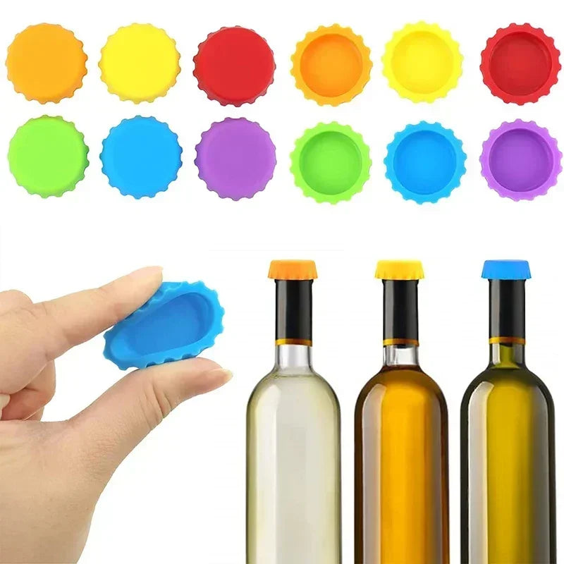 2/6/12pcs Silicone Beer Bottle Caps - Preservative Covers for Wine, Vinegar, Soy Sauce & Bar Accessories (3cm Stoppers)