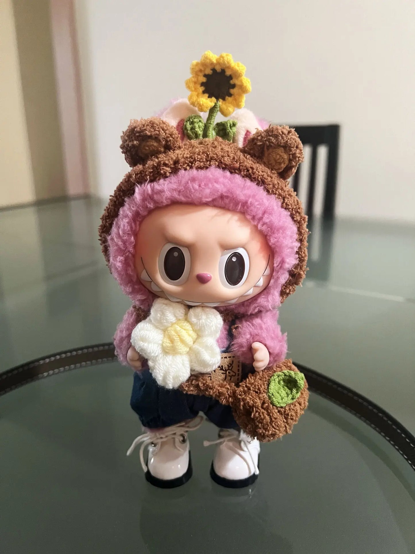 17cm Labubu Doll Clothes – Sunflower Red Flower Heartbeat Macaron Cute Outfit for Labubu Dolls