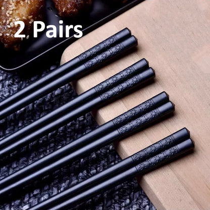 Reusable Black Alloy Chinese Chopsticks – Food Grade, Safe Bamboo, High-Temperature Sterilizable Sushi Sticks