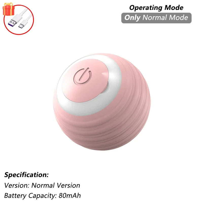 iLMH Smart Cat Interactive Ball Toy - Rechargeable Automatic Rolling Mouse Toy with Faux Tail for Pet Training & Play