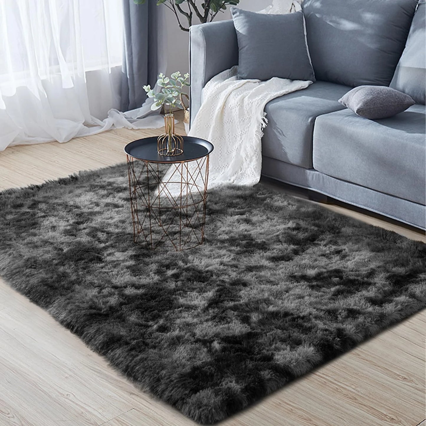 Minimalist Fluffy Area Rug - Slip-Resistant Living Room, Kids Room & Bathroom Home Decor Mat