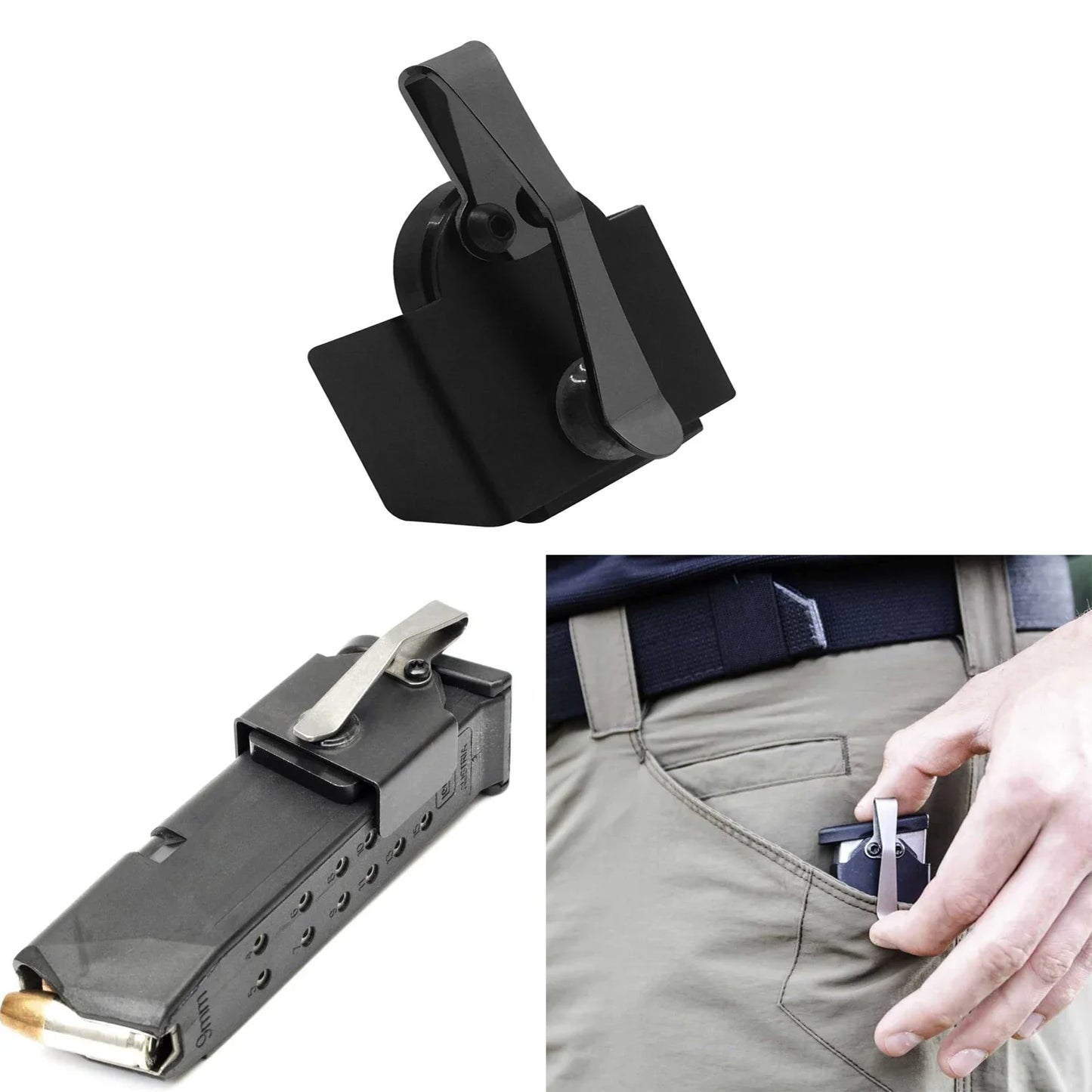 Magnetic Pocket Magazine Holder – Heavy-Duty Holster with Belt Clips for 9mm & .40 S&W, Hunting & Shooting Accessories