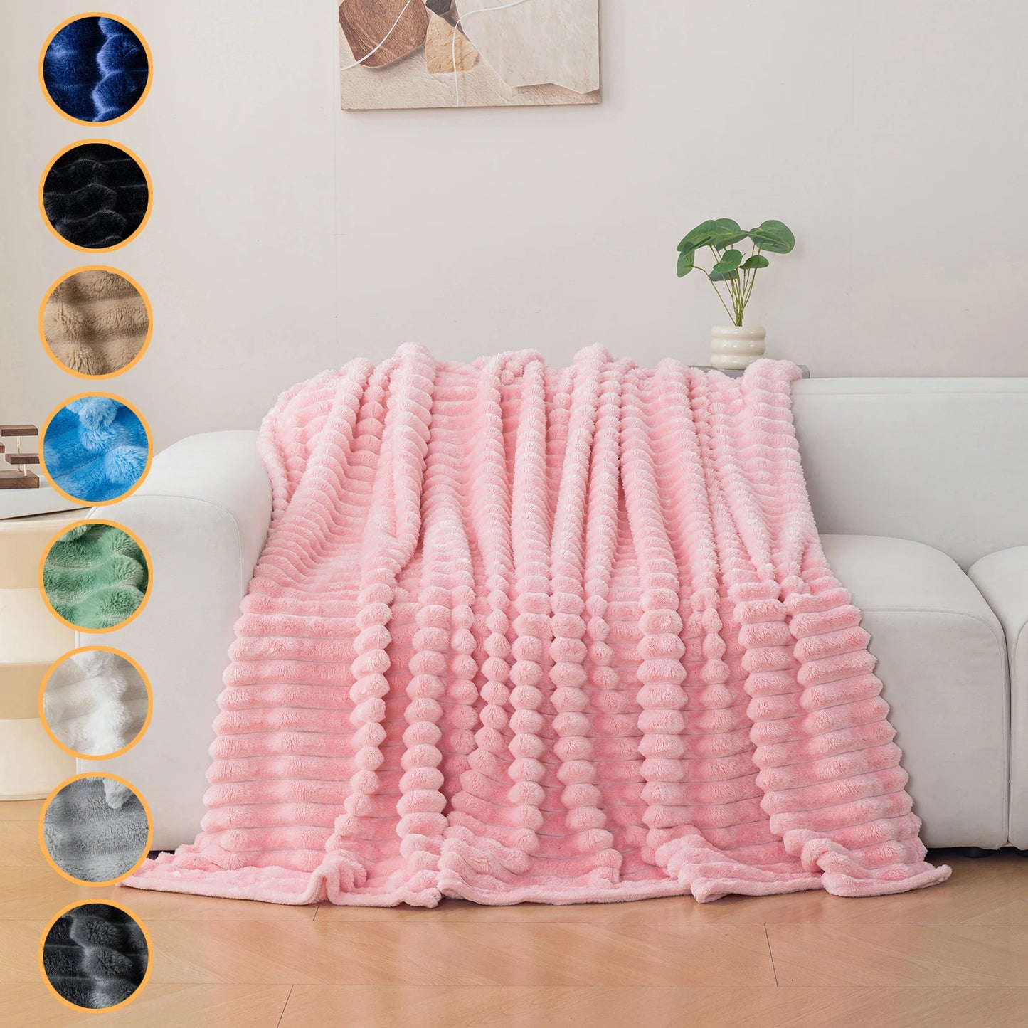 Soft Flannel Throw Blanket – Warm Cozy Nap Blanket, Christmas Gift Idea, Multi-Color Comfortable Home Bedding Cover