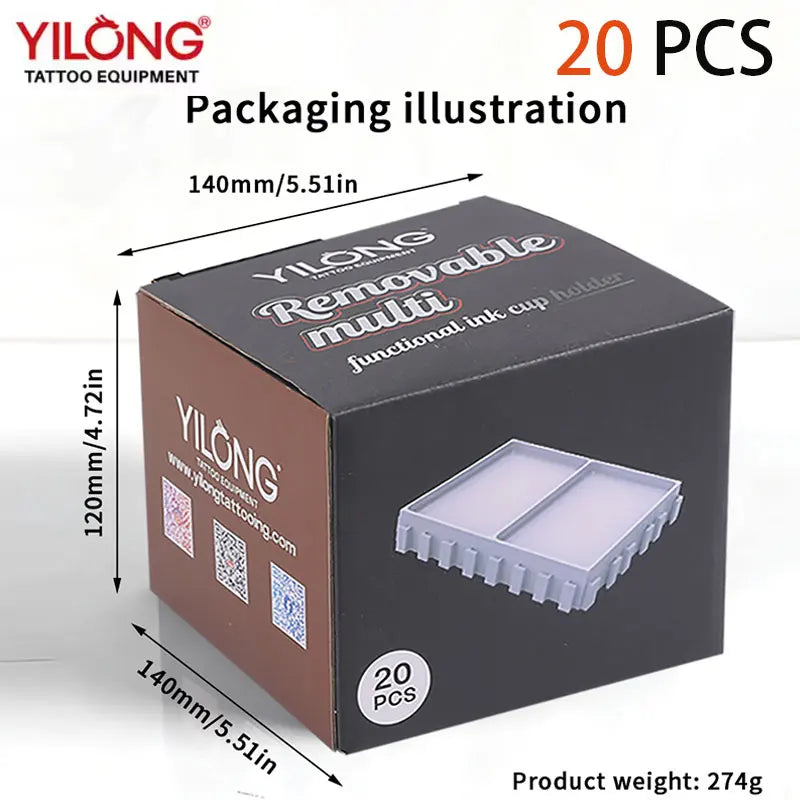 YILONG Multi-Spliced Tattoo Ink Cup & Cartridge Holder — ABS Desktop Storage Rack for Tattoo Accessories