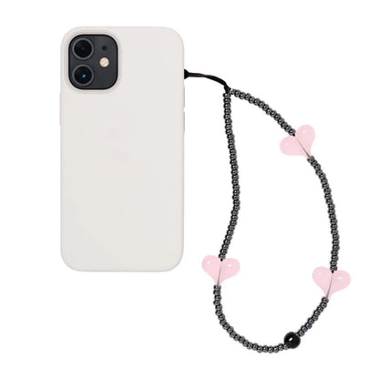 KKBEAD K-Pop Black Matte Bead Phone Charm with Pink Heart Strap –  Phone Chain Lanyard Jewelry Cellphone Accessories for Girls & Fans