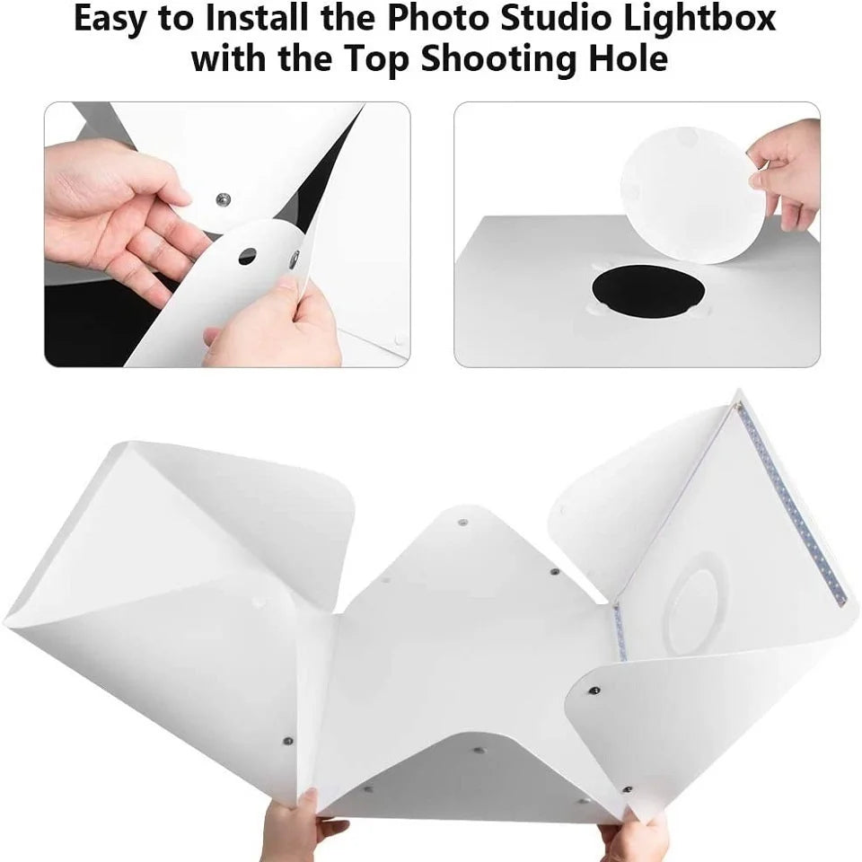 Folding Lightbox 20/30/40cm – Portable LED Softbox Photo Studio Tent with USB for DSLR Camera