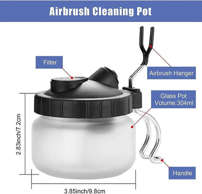 Joystar Airbrush Cleaning Kit – Complete Spray Gun Cleaning Tool Set with Needles, Nozzle Brushes & Glass Cleaning Pot Holder Bottle