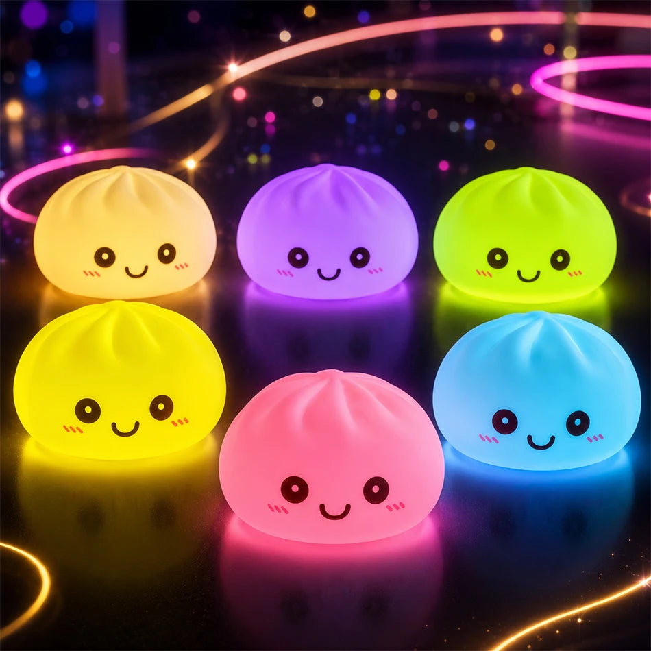 2027 Kawaii Dumpling Night Light - Cute Glowing Dumpling Steamer Desktop Ornament and Gift Decor